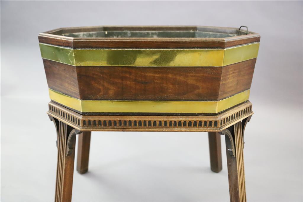 A George III brass bound mahogany wine cooler, W.2ft 2in. D.1ft 6in. H.2ft